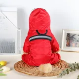 Dog Raincoats Hood Poncho Reflective Strap Pocket Jacket with Leash Hole