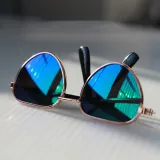 Pet Sunglasses Heart Metal Frame Retro Flash Sunglasses For Dog Cat