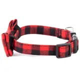 Christmas Plaids Bowknot Double Bow Removable Safety Clasp Pet Supplies Cat Dog Collar