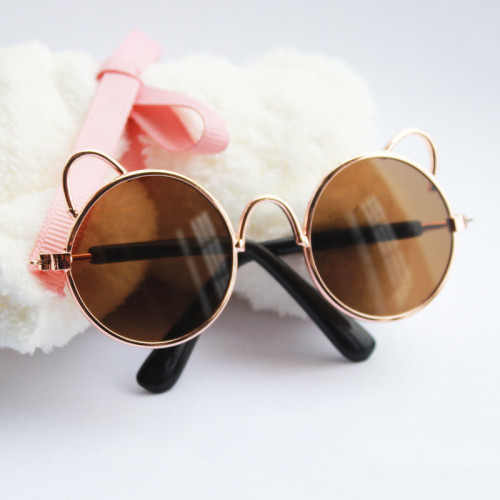 Pet Sunglasses Round Metal Cat Ear Frame Retro Sunglasses For Dog Cat