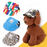 Pet Baseball Cap Sport Hat Outdoor Sunbonnet with Ear Holes and Adjustable Neck Strap
