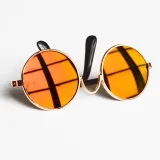 Pet Flash Sunglasses Round Metal Frame With Anti-Slip Strap For Dog Cat