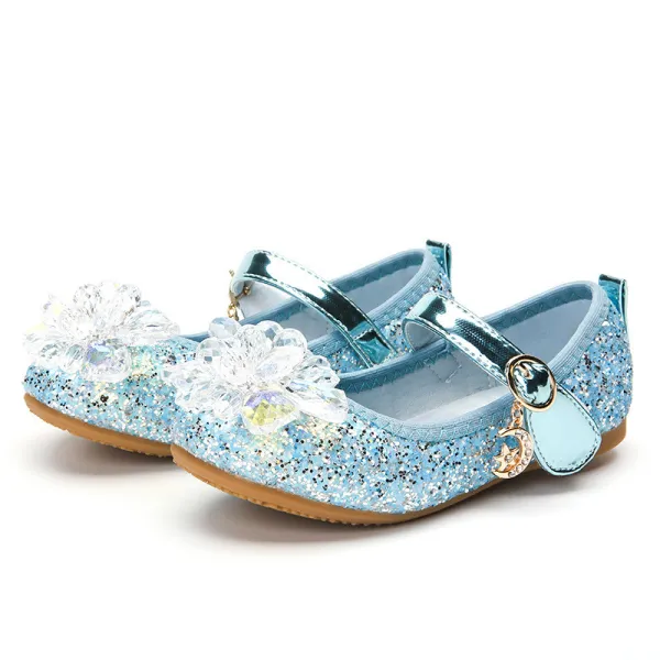 Kid Girls Sequins Crystal Flower Princess Sandals Dress Shoes