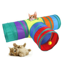 Cat Rainbow Tunnel For Indoor Cats With Play Ball And Peek Holes Toy