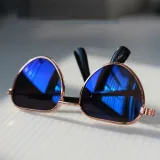 Pet Sunglasses Heart Metal Frame Retro Flash Sunglasses For Dog Cat