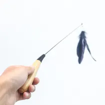 Cat Toy Wooden Handle Spring Feather Bell Funny Cat Stick