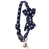 Pentagram Bell Double Bow Removable Safety Clasp Pet Supplies Cat Collar