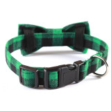 Christmas Plaids Bowknot Double Bow Removable Safety Clasp Pet Supplies Cat Dog Collar