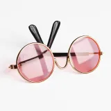 Pet Sunglasses Round Metal Frame With Anti-Slip Strap For Dog Cat