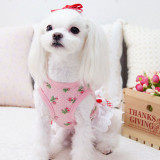 Pet Dress Skirt Rose Printed Clothes For Dog Cat With Riser Vent