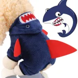 Pet Winter Costume Warm Hoodie Shark Pajamas Clothes for Dogs Cat