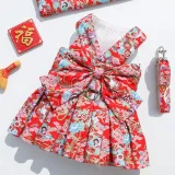 Pet Dog Cat Dress Cute Princess Bowknot Skirt With Harness and Leash