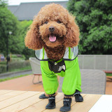 Dog Waterproof Raincoats Lightweight Hood Poncho Jacket with Reflective Strap