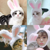 2PCS Rabbit Ears Hat Cartoon Adjustable Cap Cosplay Easter Party For Pet And Adult