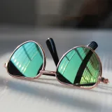 Pet Sunglasses Heart Metal Frame Retro Flash Sunglasses For Dog Cat