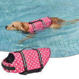 Dog Lifesaver Vests Dot with Rescue Handle Safety Swimsuit Preserver for Swimming
