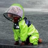 Dog Waterproof Raincoats Lightweight Hood Poncho Jacket with Reflective Strap
