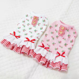 Pet Dress Skirt Rose Printed Clothes For Dog Cat With Riser Vent
