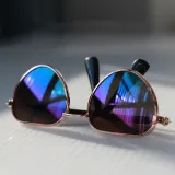 Pet Sunglasses Heart Metal Frame Retro Flash Sunglasses For Dog Cat
