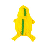 Dog Raincoats Yellow Dinosaur Hooded Waterproof Jumpsuit Rain Poncho
