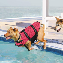 Dog Lifesaver Vests Bone and Claw Printing with Rescue Handle Safety Swimsuit Preserver