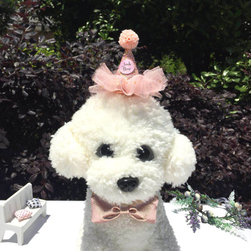 Pet Birthday Adjustable Lace Hat and Bow Tie Set