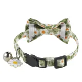 Flowers Bowknot Bell Double Bow Removable Safety Clasp Pet Supplies Cat Collar