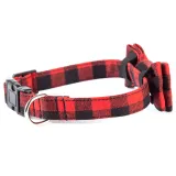 Christmas Plaids Bowknot Double Bow Removable Safety Clasp Pet Supplies Cat Dog Collar