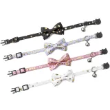 Gold Leopard Dot Double Bow Removable Safety Clasp Pet Supplies Cat Collar