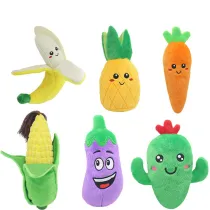 Vegetables Corn Carrot Eggplant Cactus Pineapple Phonate Squeaky Chew Plush Dog Toys
