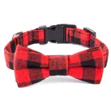 Christmas Plaids Bowknot Double Bow Removable Safety Clasp Pet Supplies Cat Dog Collar