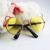 Pet Sunglasses Round Metal Cat Ear Frame Retro Sunglasses For Dog Cat