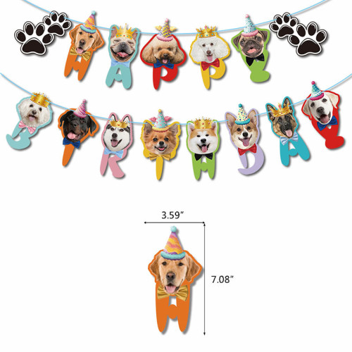 Dog Banner And Birthday Cake Toppers for Dog Themed Party Decorations