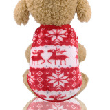 Pet Flannel Christmas Pajamas Deer Printed Clothes Winter Warm For Dogs Cats Hoodie