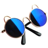 Pet Sunglasses Round Metal Cat Ear Frame Retro Flash Glasses For Dog Cat