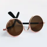 Pet Sunglasses Round Metal Frame With Anti-Slip Strap For Dog Cat