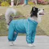Pet Dog Clothing Rain-Proof Breathable Four-Legged Hooded Raincoat
