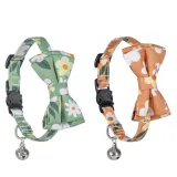 Flowers Bowknot Double Bow Removable Safety Clasp Pet Supplies Cat Collar