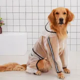 Dog Transparency Waterproof Raincoats Hood Poncho Jacket With Leash Hole