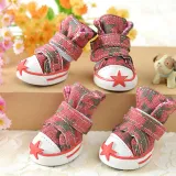 Pet Dog Puppy Nonslip Canvas Stars Sport Shoes Sneaker Boots Rubber Sole