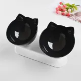 Neck-Protecting Cat Bowl Non-Slip Transparent Double Bowl Plastic Food Bowl
