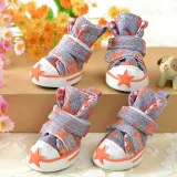 Pet Dog Puppy Nonslip Canvas Stars Sport Shoes Sneaker Boots Rubber Sole