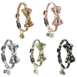 Flowers Bowknot Bell Double Bow Removable Safety Clasp Pet Supplies Cat Collar