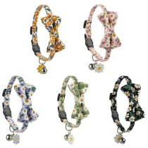 Flowers Bowknot Bell Double Bow Removable Safety Clasp Pet Supplies Cat Collar