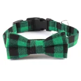 Christmas Plaids Bowknot Double Bow Removable Safety Clasp Pet Supplies Cat Dog Collar
