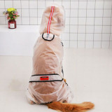Dog Transparency Waterproof Raincoats Hood Poncho Jacket With Leash Hole