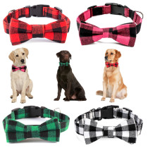 Christmas Plaids Bowknot Double Bow Removable Safety Clasp Pet Supplies Cat Dog Collar