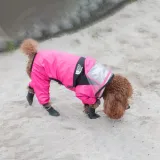 Dog Waterproof Raincoats Lightweight Hood Poncho Jacket with Reflective Strap