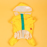 Dog Raincoats Yellow Dinosaur Hooded Waterproof Jumpsuit Rain Poncho