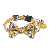 Flowers Bowknot Bell Double Bow Removable Safety Clasp Pet Supplies Cat Collar